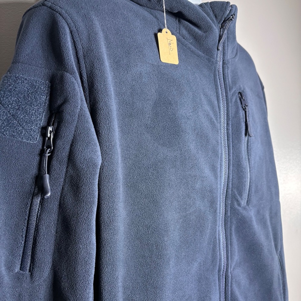 Baerskin Tactical Supply Co Mens Fleece Hoodie Navy Blue Full Zip Jacket Large - Picture 2 of 8